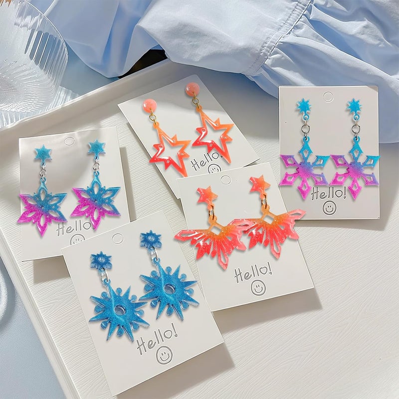 ZQYSING 4 Pack Snowflake Resin Earring Molds with Holes, Christmas Resin Molds Various Shapes Snowflakes Moon Star Silicone Mold for Stud Dangle Drop Earring Pendant Keychain Handmade Jewelry Gift - Image 4